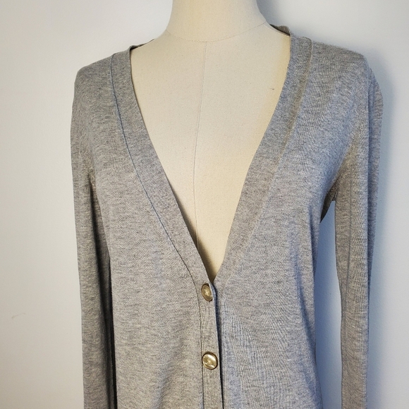 Banana Republic Silk Cotton Blend Grey Button Front Cardigan - Picture 6 of 6